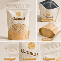 Sachet Doypack refermable personnalisé imprimé sur mesure de qualité alimentaire avec fenêtre transparente pour flocons d'avoine, céréales et grains – Vente directe usine