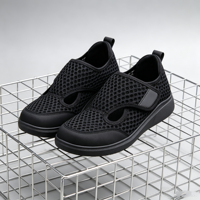 Mocassins légers en maille respirante avec empeigne ajourée, semelle plate en EVA, fermeture auto-agrippante, bout bas, couleur unie, chaussures tendance