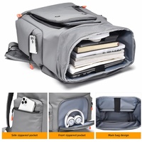 Sac à dos pour ordinateur portable en polyester résistant à l'usure, design ergonomique à rabat, idéal pour les étudiants et les voyages en extérieur