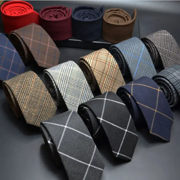 China Tie Manufacturer Luxury Cravate Linen Wool Blended Necktie Men Slim 6センチメートルTie