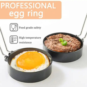 Stainless Steel Egg Ring Black Non Stick Egg Mold <b>Pancake</b> Ring Meat Patty <b>Maker</b> Kitchen Cooking Tool Set 6 Pack - Product Image 2