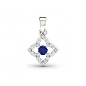 Elegante colgante de oro de 14 quilates con zafiro azul natural y diamantes en oro rosa, blanco y amarillo - Product Image 2