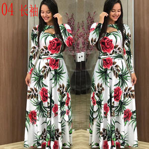 Kadınlar Casual bahar uzun kollu elbise elbise baskı Robe Femme Vestidos Slim Fit Streetwear uzun kollu uzun Maxi elbise - Product Image 4