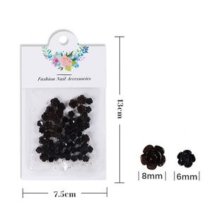 50 Piezas/Bolsa de <span class=keywords><strong>Flores</strong></span> de Resina Negra <span class=keywords><strong>y</strong></span> Blanca de 6/8 mm con Cuentas Doradas <span class=keywords><strong>y</strong></span> Plateadas, Dijes para Uñas, Decoración de Uñas 3D con <span class=keywords><strong>Mariposas</strong></span> - Product Image 2