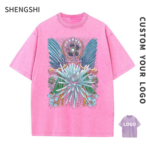 Camiseta para adultos SSC personalizada 320g Stone Wash Retro Relajado O-cuello Diario de secado rápido con logotipo personalizado Camiseta de compra a granel para Unisex - Product Image 1