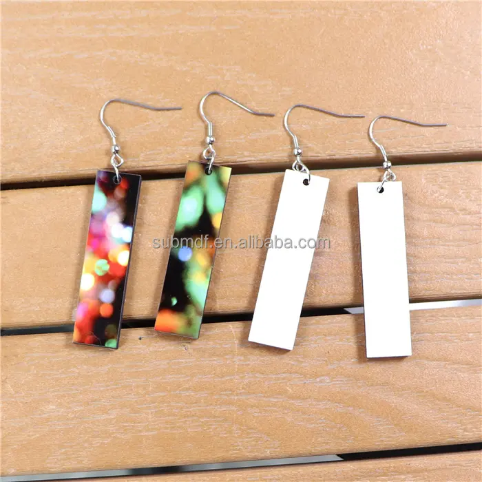 MDFSUB – boucles d'oreilles rectangulaires en bois MDF avec impression Double face