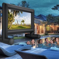 Écran de projection gonflable QILEBA de 14 pieds avec souffleur d'air pour utilisation en extérieur/intérieur, projection avant/arrière, cinéma maison, fêtes