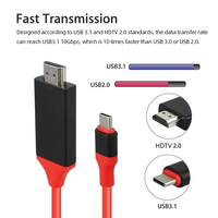 Câble vidéo 4K pour téléphone Android vers TV Câble HDTV à gaine PVC avec type-c pour cinéma maison et ordinateur/lecteur DVD en stock