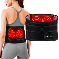 Ceinture de massage sans fil à lumière rouge avec chaleur, 3 niveaux de vibration, 660nm/850nm pour soulager les douleurs dorsales et lombaires, masseur corporel