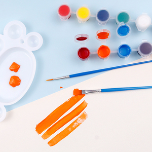 HCHWENH 60 piezas de alta calidad de arte para niños Smock Set no tóxico lavable témpera pinturas cepillos esponjas y paleta bolsa de chorro de arena - Product Image 2