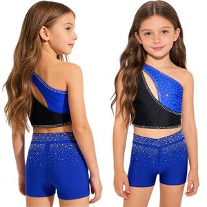 Tenue de patinage artistique, de gymnastique et de danse pour filles de 6 à 16 ans, ensemble haut court et short pour spectacles de danse et événements sportifs - Product Image 5