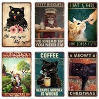 Affiche en métal Vintage avec Logo imprimé de chat mignon pas cher