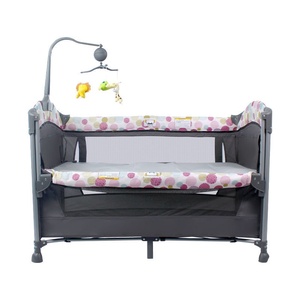 Lit bébé moderne en métal de haute qualité, attachable au grand lit, multifonctionnel, portable, pliable, berceau de chevet pour nouveau-nés, moustiquaire - Product Image 2