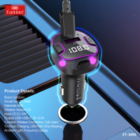 Transmisor MP3 Earldom con Bluetooth 5.0, Kit para Auto, Transmisor FM USB, Cargador Bluetooth APE para Teléfono, Encendedor de Cigarrillos