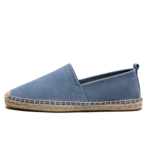 Zapatos planos de lona azul polvo para hombre, mocasines ligeros y transpirables de yute tejido, alpargatas casuales sin cordones, zapatos de verano. - Product Image 2