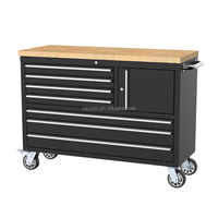 Gabinete de Garaje de 7 Cajones, Caja de Herramientas Resistente, Banco de Trabajo con Ruedas, Carro de Herramientas, Banco de Trabajo para Mecánicos