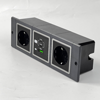 Bande d'alimentation de tiroir de bureau en PVC aux normes UK/EU/US avec plaque de couverture prise de sortie cachée encastrée PD 65W/20W Type-C