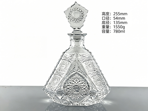 Decantador de <span class=keywords><strong>Vino</strong></span> de Cristal Transparente de Lujo con Diseño Triangular Clásico DH de 780 ml, Botella de Vidrio con Tapón, Decoración Moderna para <span class=keywords><strong>el</strong></span> Hogar y Fiestas - Product Image 5