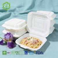 Boîte à lunch jetable en amidon de maïs, robuste, 8 pouces, avec couvercle, compatible micro-ondes, écologique, à base de plantes, de qualité alimentaire, type clamshell
