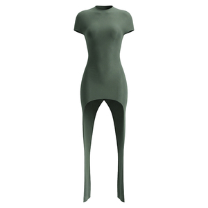 Viviblook J26DS116 Women Summer Casual Dress Sexy Round Neck Short Sleeved Back Hollowed Out Ribbon <b>Mini</b> Bodycon Dress - Product Image 6