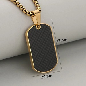 Pendentif Dog Tag Classique en Fibre de Carbone Noir Mat, Étanche, en Acier Inoxydable, Chaîne de Cou Style Urbain pour Hommes, Accessoires Quotidiens - Product Image 2