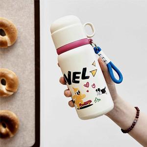 Cartoon Stainless Steel Vacuum <b>Flask</b> With Rope For Travel Camping 12-24 Hours Insulation Round Design - Product Image 5