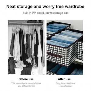 Fabric Storage <b>Box</b> Closet <b>Wardrobe</b> Clothes Organizer <b>Box</b> Foldable Organizer Drawer for Clothing Pants Jeans - Product Image 6