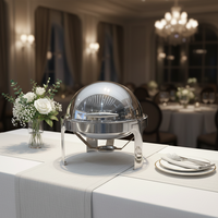 Edelstahl 6L Brennstoffbeheizter Runder Catering-Buffet-Wärmer, Kommerzieller Hotel-Restaurant Speisenwärmer