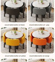 Ensemble de table de conférence carrée moderne en bambou, directement de l'usine (inclut 4 chaises, pas d'assemblage requis) pour bureaux, zones de réception, petites surfaces