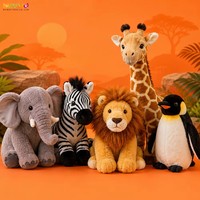 Peluche d'animaux africains originaux, éléphant, zèbre, girafe, lion, pingouin, poupée en peluche