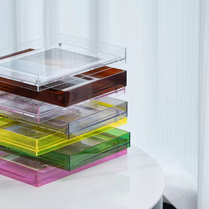 Cao cấp 6inch Acrylic DIY kích thước lớn tường treo hình ảnh khung ánh sáng sang trọng trong suốt hiển thị đứng thanh lịch hộp bóng - Product Image 5