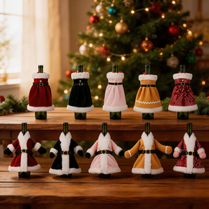 Décoration <span class=keywords><strong>de</strong></span> table <span class=keywords><strong>de</strong></span> Noël HB-608, <span class=keywords><strong>robe</strong></span> en velours pour bouteille <span class=keywords><strong>de</strong></span> vin <span class=keywords><strong>de</strong></span> Noël - Product Image 6