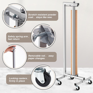 Dispensador de Papel Resistente JH-Mech, Organizador Móvil con Ruedas para <span class=keywords><strong>Carnicería</strong></span>, Soporte Vertical para Rollos de Papel de Acero al Carbono Gris - Product Image 3