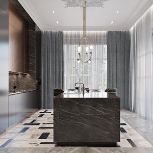 Armoires de cuisine européennes modernes de luxe Laque complète imperméable en contreplaqué de bois massif personnalisé pour salle à manger pour villas - Product Image 5