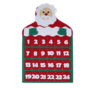 Рождественский календарь с изображением деда мороза, подвесной войлочный календарь, рождественские украшения для дома, украшения для рождественской елки