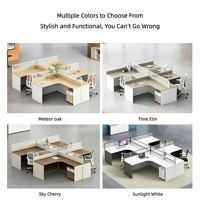 Ensemble de bureaux de travail écologiques E0 pour 4/6 personnes, poste de travail informatique moderne en forme de L avec cloison et chaises en option