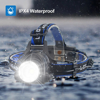 Lampe frontale rechargeable USB super lumineuse, zoomable, lampe de sécurité, lampe frontale de camping avec LED, lampe frontale LED au lithium 18650