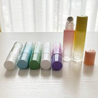 Flacon en verre à bille de 10 ml, nacré, dégradé, épaissi, givré, portable, vide, pour huiles essentielles/parfum, soin de la peau