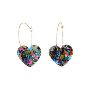 Orecchini pendenti multicolor a cuore trasparente da donna, gioielli alla moda - Product Image 5