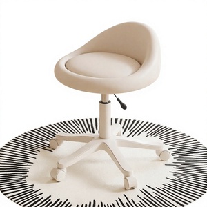 Taburete Giratorio de Altura Ajustable con Respaldo, Silla de Maquillaje con Ruedas de Cuero PU para Tocador, Salón de Uñas, Hogar, Dormitorio - Product Image 3
