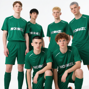 カスタム サッカーユニフォーム メンズ サッカーウェア 2点セット 通気性 ジャカード生地 ユース フルセット サッカーユニフォームキット - Product Image 1