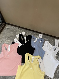 Top <span class=keywords><strong>a</strong></span> <span class=keywords><strong>Canotta</strong></span> Corto Slim-fit in Maglia <span class=keywords><strong>a</strong></span> Cinque Colori con Fiocco, Stampa Lettere Riflettente, Sportivo, <span class=keywords><strong>a</strong></span> <span class=keywords><strong>Costine</strong></span>, per Fitness Donna - Collezione Primavera-Estate 26 - Product Image 1