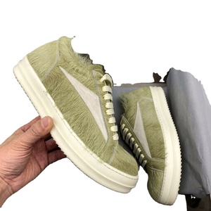 Zapatillas bajas de cuero de lujo Owens para hombre y mujer, con cordones, suela gruesa, informales, planas, en stock, color negro - Product Image 4