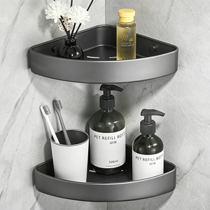 Organizador de Ducha Metálico de 2 Niveles para Colgar en la Pared sin Taladrar, Estante de Almacenamiento para <span class=keywords><strong>Baño</strong></span> - Product Image 1