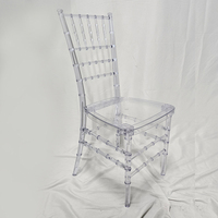 Chaises Chiavari transparentes en acrylique pour banquets, hôtels, mariages et fêtes, avec coussin, vente en gros
