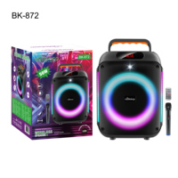 Altavoz Portátil con Bluetooth para Fiestas, Woofer Individual de 8 Pulgadas, Anillo de Luz RGB Colorido, Micrófono Inalámbrico LED Estéreo, para Jardín, Picnic, Aire Libre
