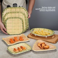 Assiette ronde tissée en malamine, grand format, motif végétal classique, non toxique, pour camping, hot pot, restaurants spécialisés et usage commercial