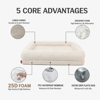 Canapé-lit orthopédique de luxe pour animaux de compagnie, en mousse à mémoire de forme rafraîchissante, imperméable, très résistant, anti-affaissement, qualité mobilier, grand format Jumbo Senior