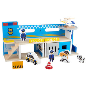 Jouets en bois éducatifs à assembler pour enfants, <span class=keywords><strong>maison</strong></span> de jeu, parking, simulation de jeu de rôle, police, station de pompiers - Product Image 3