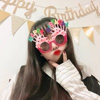 Nouvelles lunettes d'anniversaire amusantes, accessoires de photographie, fournitures de fête joyeux anniversaire, lunettes en forme de gâteau